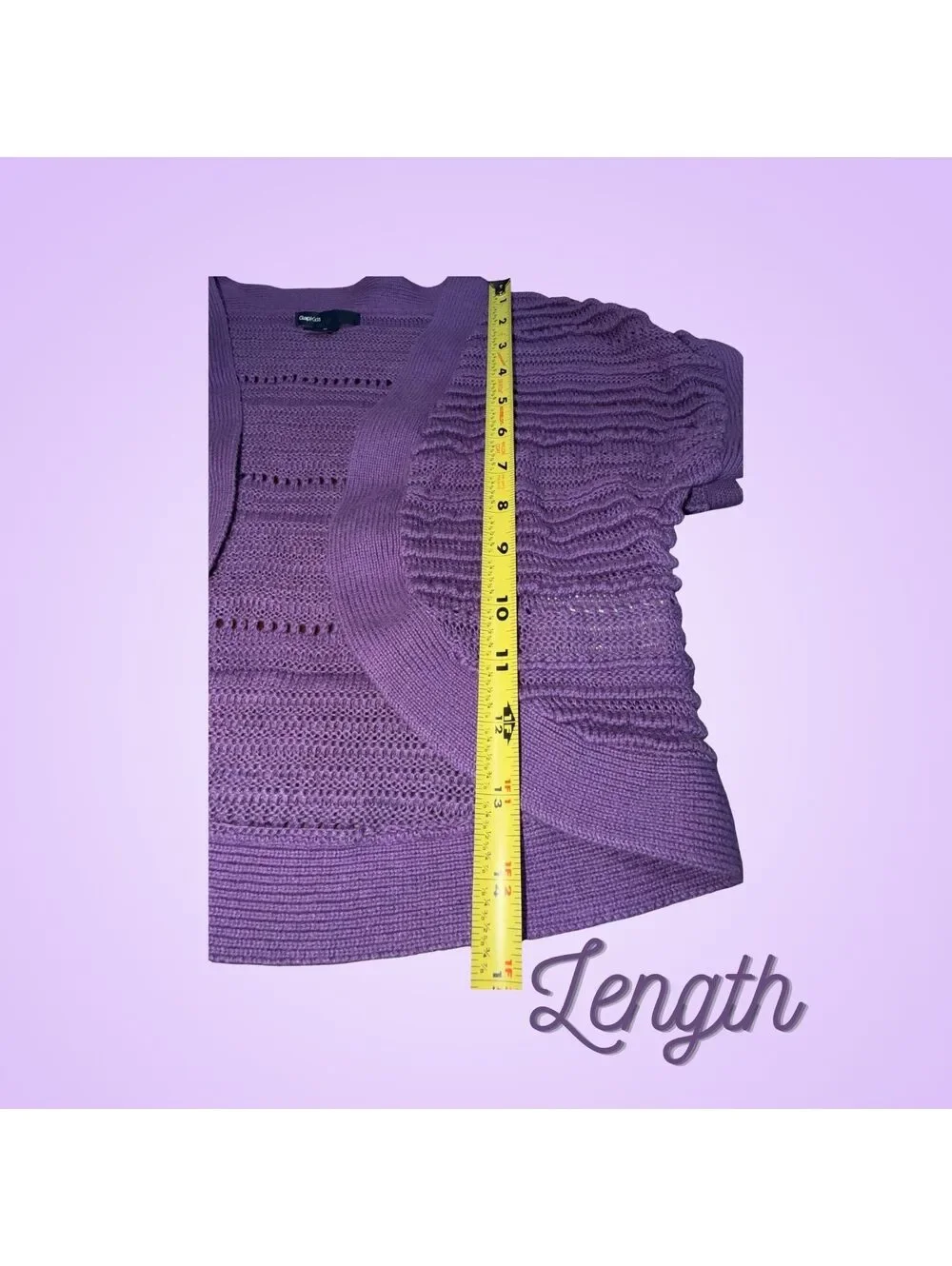 GapKids Girls Size M 8 Purple Open Knit Cropped Shrug Bolero Cardigan